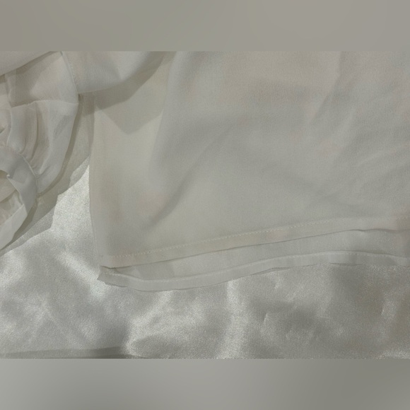 LPA Back Cutout Wrap Mini Dress Puff Sleeves Summer Grad Bridal White Small - Picture 7 of 9